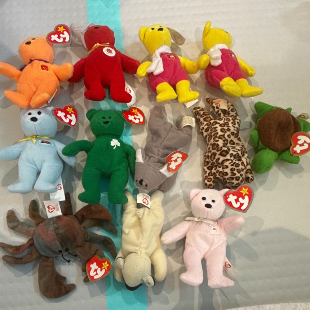 Ty Teenie Beanies McDonald's Plush Lot of 12 Teddy Bear Turtle Crab 1999